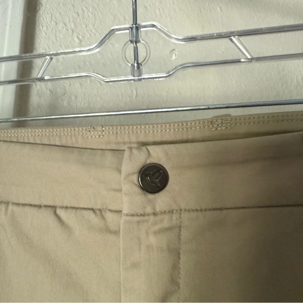 BIRDDOGS tan slim straight cotton nylon khaki cropped pants‎ chinos